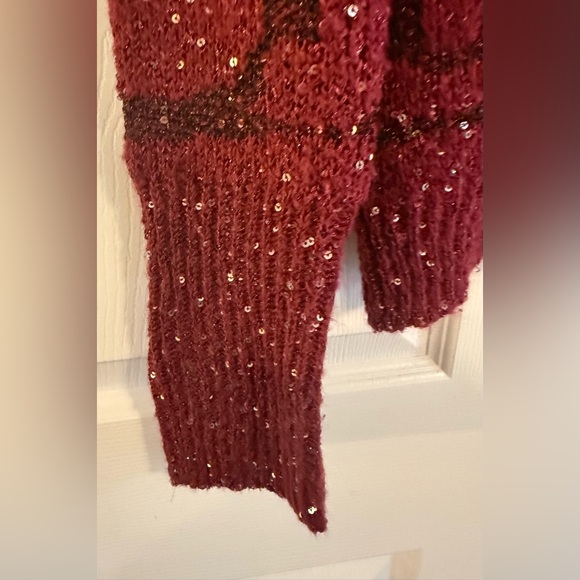 Simply Vera - Vera Wang Burgundy Sequin Knit Cardigan - XL - Picture 4 of 8